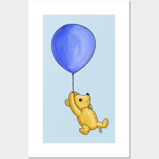 Winnie the Pooh and the big blue balloon Posters and Art